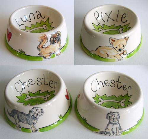 Handpainted Ceramic Dog Bowls - More Examples